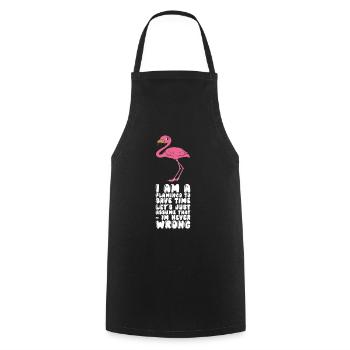 Drôles de graphismes flamants roses - Tablier de cuisine - noir - Devant - AI Model Male 185 dark (185cm)