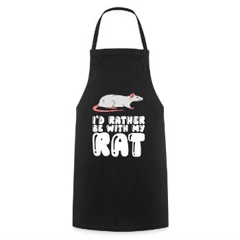 Je préfère être avec mon rat - Tablier de cuisine - noir - Devant - AI Model Male 185 dark (185cm)