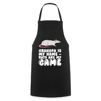 Grandpa is my name Rats are my game - Cooking Apron - black - Front - AI Model Male 185 dark (185cm)