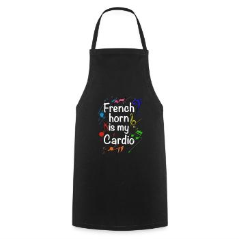 Funny French Horn Musical Instrument - Cooking Apron - black - Front - AI Model Male 185 dark (185cm)