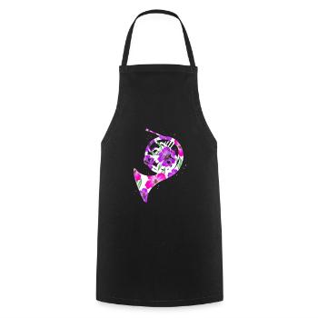 Drôle d’instrument de musique Français Cor - Tablier de cuisine - noir - Devant - AI Model Male 185 dark (185cm)