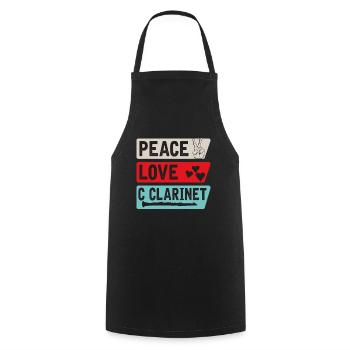 Peace Love C Clarinet Musical Instrument - Cooking Apron - black - Front - AI Model Male 185 dark (185cm)
