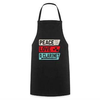 Peace Love D Clarinet Musical Instrument - Cooking Apron - black - Front - AI Model Male 185 dark (185cm)