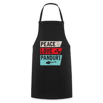 Peace Love Panduri Musical Instrument - Kochschürze - Schwarz - Vorne - AI Model Male 185 dark (185cm)