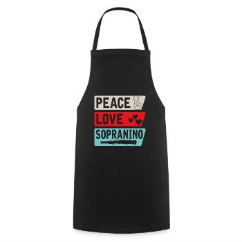 Peace Love Sopranino Musical Instrument - Kochschürze - Schwarz - Vorne - AI Model Male 185 dark (185cm)
