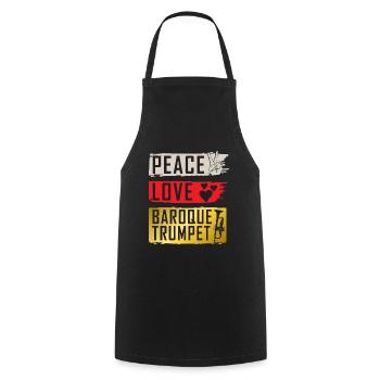 Peace Love Barque Trumpet Instrument - Cooking Apron - black - Front - AI Model Male 185 dark (185cm)