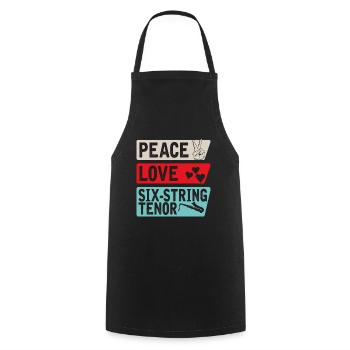 Peace Love Instrument ténor à six cordes - Tablier de cuisine - noir - Devant - AI Model Male 185 dark (185cm)