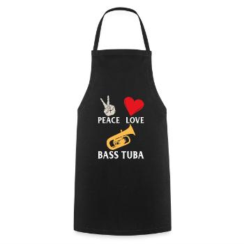 Peace Love Bass Tuba Instrument de musique - Tablier de cuisine - noir - Devant - AI Model Male 185 dark (185cm)