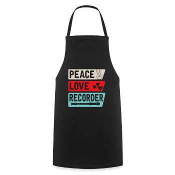Peace Love Recorder Musical Instrument - Cooking Apron - black - Front - AI Model Male 185 dark (185cm)
