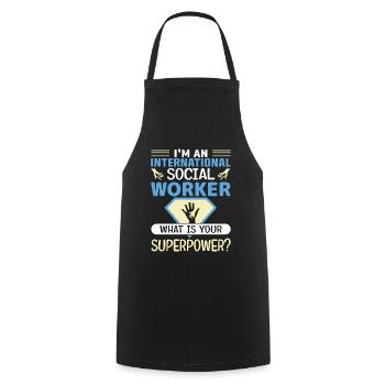 Je suis une profession de travailleur social international - Tablier de cuisine - noir - Devant - AI Model Male 185 dark (185cm)