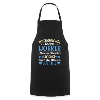International Social Worker Because Miracle - Kochschürze - Schwarz - Vorne - AI Model Male 185 dark (185cm)