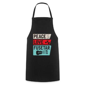 Peace Love Fusetar Guitar Instrument - Kochschürze - Schwarz - Vorne - AI Model Male 185 dark (185cm)