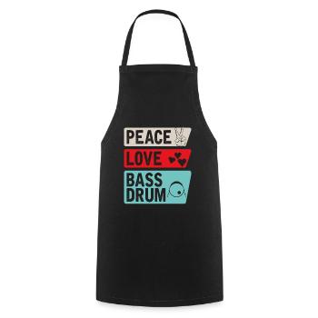 Peace Love Bass Drum Instrument Musique - Tablier de cuisine - noir - Devant - AI Model Male 185 dark (185cm)
