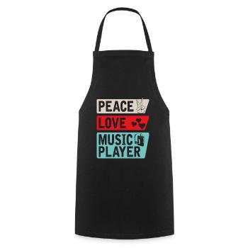 Peace Love Music Player Music Lovers - Kochschürze - Schwarz - Vorne - AI Model Male 185 dark (185cm)