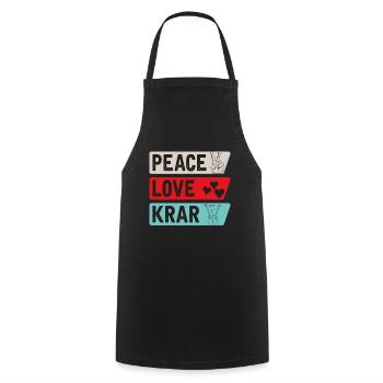 Peace Love Krar Musical Instrument - Kochschürze - Schwarz - Vorne - AI Model Male 185 dark (185cm)