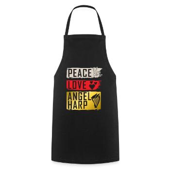 Peace Love Angel Harp Harp Players - Cooking Apron - black - Front - AI Model Male 185 dark (185cm)