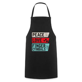 Paix Amour Doigts Cymbales Danse du Ventre - Tablier de cuisine - noir - Devant - AI Model Male 185 dark (185cm)