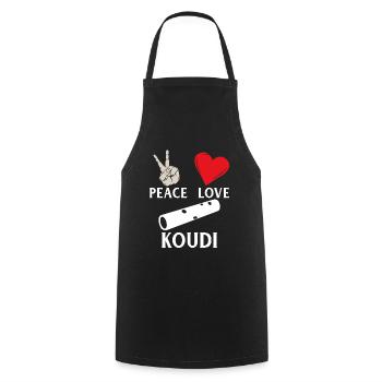 Peace Love Koudi Instrument Koudi Flute - Kochschürze - Schwarz - Vorne - AI Model Male 185 dark (185cm)