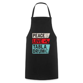 Peace Love Tabla Tambour Instrument de Musique - Tablier de cuisine - noir - Devant - AI Model Male 185 dark (185cm)