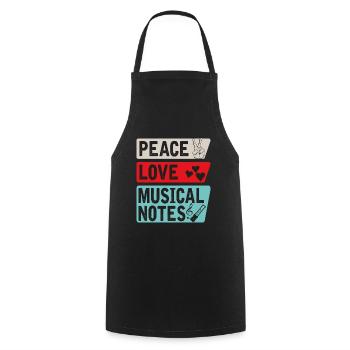 Peace Love Musical Notes Instrument - Kochschürze - Schwarz - Vorne - AI Model Male 185 dark (185cm)