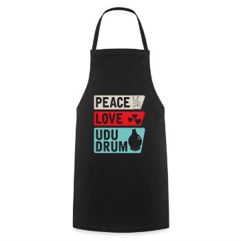 Peace Love Udu Drum Musical Instrument - Cooking Apron - black - Front - AI Model Male 185 dark (185cm)