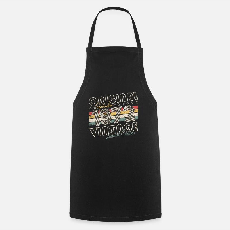 September Born 1972 50th Birthday Gift - Cooking Apron - black