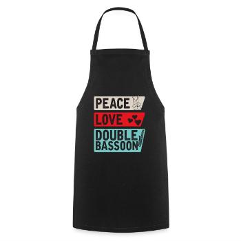 Peace Love Instrument de contrebasson - Tablier de cuisine - noir - Devant - AI Model Male 185 dark (185cm)