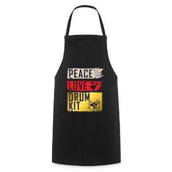 Peace Love Drum Kit Instrument Drummers - Cooking Apron - black - Front - AI Model Male 185 dark (185cm)