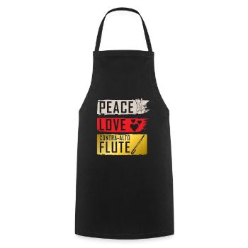 Peace Love Contra-Alto Flute Instrument - Cooking Apron - black - Front - AI Model Male 185 dark (185cm)