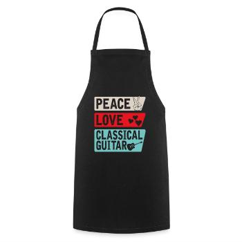 Peace Love Instrument de guitare classique - Tablier de cuisine - noir - Devant - AI Model Male 185 dark (185cm)