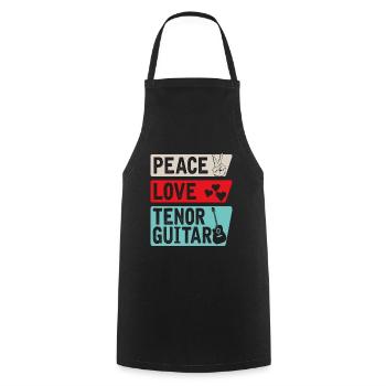 Peace Love Tenor Guitar Music Instrument - Kochschürze - Schwarz - Vorne - AI Model Male 185 dark (185cm)