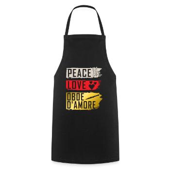 Peace Love Oboe D'Amore Instrument - Cooking Apron - black - Front - AI Model Male 185 dark (185cm)