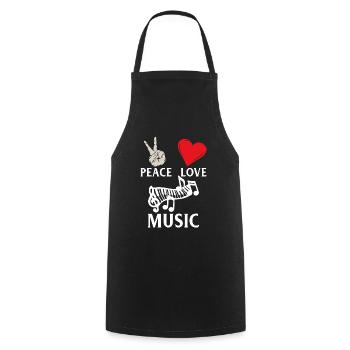Peace Love Music Funny Music Lovers - Kochschürze - Schwarz - Vorne - AI Model Male 185 dark (185cm)