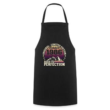 Original Octobre 1986 36th Birthday Gift - Tablier de cuisine - noir - Devant - AI Model Male 185 dark (185cm)