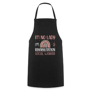 I'm No Lady I'm A Rehabilitation Social Worker - Cooking Apron - black - Front - AI Model Male 185 dark (185cm)