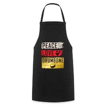 Peace Love Drumbone Musical Instrument - Kochschürze - Schwarz - Vorne - AI Model Male 185 dark (185cm)