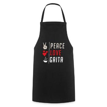 Peace Love Gaita Musical Instrument - Kochschürze - Schwarz - Vorne - AI Model Male 185 dark (185cm)