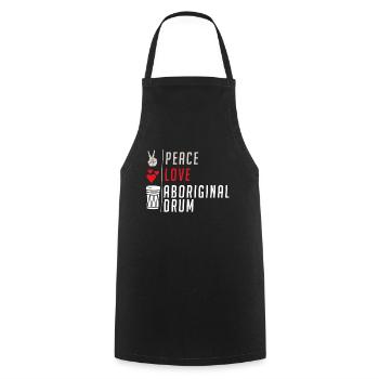 Peace Love Aboriginal Drum Instrument - Cooking Apron - black - Front - AI Model Male 185 dark (185cm)