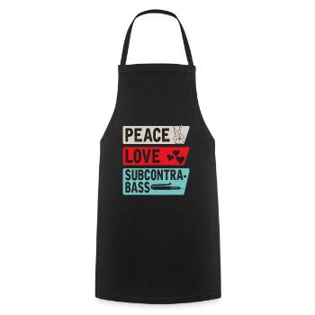 Peace Love Subcontrabass Saxophones - Tablier de cuisine - noir - Devant - AI Model Male 185 dark (185cm)