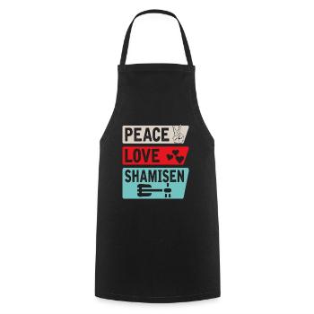 Peace Love Shamisen Japanese Guitar - Kochschürze - Schwarz - Vorne - AI Model Male 185 dark (185cm)