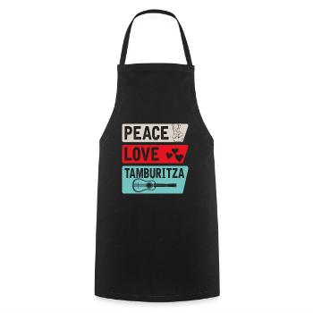 Peace Love Tamburitza Music Instrument - Kochschürze - Schwarz - Vorne - AI Model Male 185 dark (185cm)