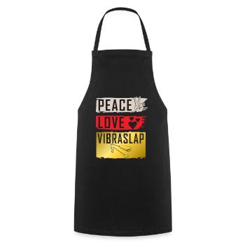 Peace Love Vibraslap Instrument - Tablier de cuisine - noir - Devant - AI Model Male 185 dark (185cm)