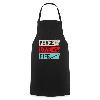 Peace Love Fife Aérophone transversal - Tablier de cuisine - noir - Devant - AI Model Male 185 dark (185cm)
