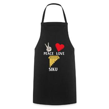 Peace Love Siku Musical Instrument - Kochschürze - Schwarz - Vorne - AI Model Male 185 dark (185cm)