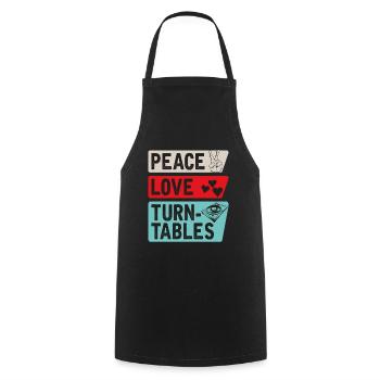 Peace Love Turntables Music Instrument - Kochschürze - Schwarz - Vorne - AI Model Male 185 dark (185cm)