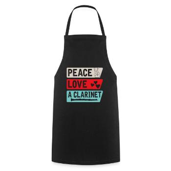 Peace Love A Clarinet Musical Instrument - Cooking Apron - black - Front - AI Model Male 185 dark (185cm)