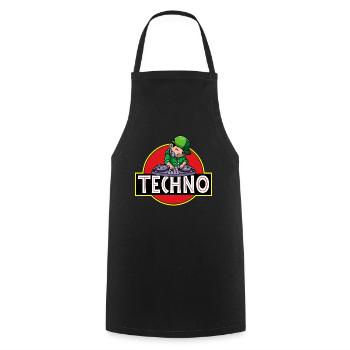 Techno music party - Cooking Apron - black - Front - AI Model Male 185 dark (185cm)