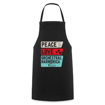 Peace Love Orchestral Harmonica Music - Cooking Apron - black - Front - AI Model Male 185 dark (185cm)