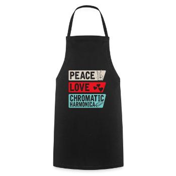 Peace Love Chromatic Harmonica Music - Cooking Apron - black - Front - AI Model Male 185 dark (185cm)
