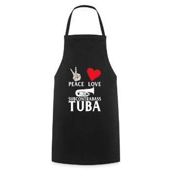 Peace Love Subcontrabass Tuba Instrument - Cooking Apron - black - Front - AI Model Male 185 dark (185cm)